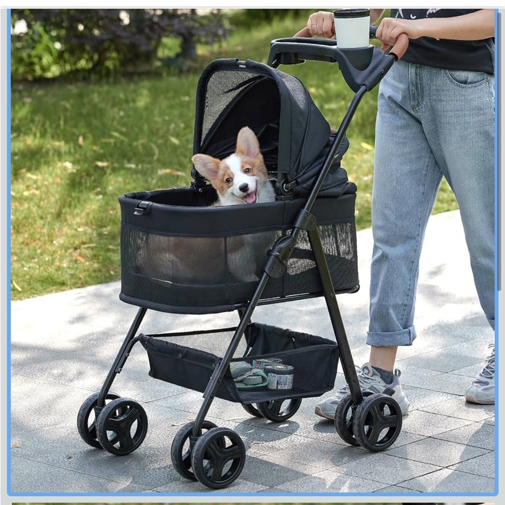 LIKE NEW! Zoosky 3in1 Folding Dog Cat Pet Stroller w/Removable Carrier Car seat